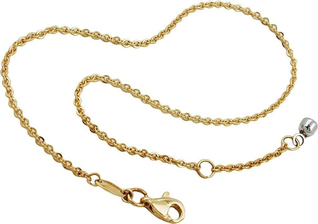Rundankerkette Fußkette Fußkettchen bicolor 375 Gold 25cm Fußschmuck Damen