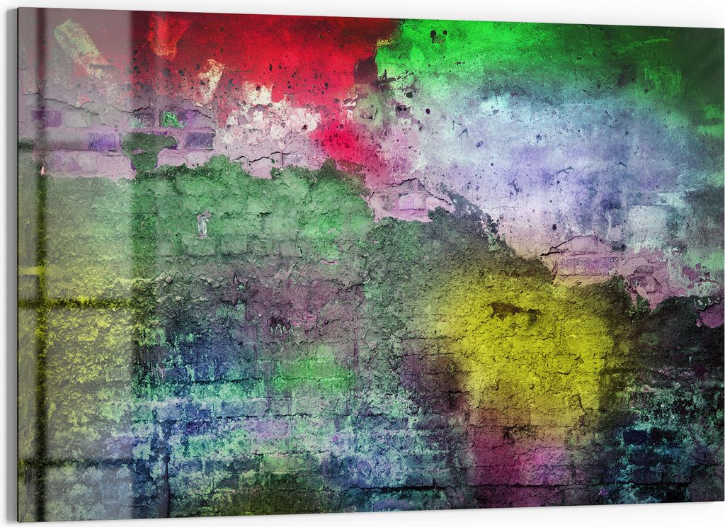 DEQORI Magnettafel Glas 60x40 cm 'Farbenfrohes Mauerwerk' beschreibbar Whiteboard Küche