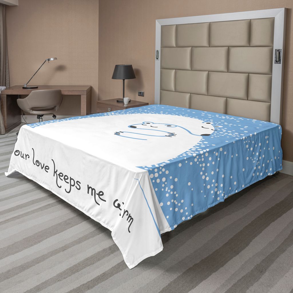 ABAKUHAUS Tier Bettlaken, Mutter-Eisbär, der ihr Baby im Schnee umarmt, Nordwinter-Liebe hält warme Kunst, weiches bequemes oberes Bettlaken für...