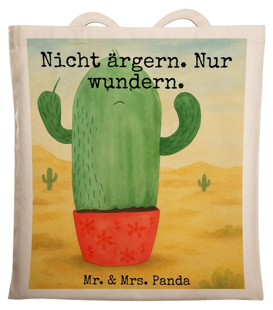 Mr. & Mrs. Panda Jutebeutel Kaktus Wut Design - Weiß - Geschenk, totebag, Kollegin, Schultasche, Tasche, Kakteen, Uni, Büro, Chefin, Tote Bag, Ko...