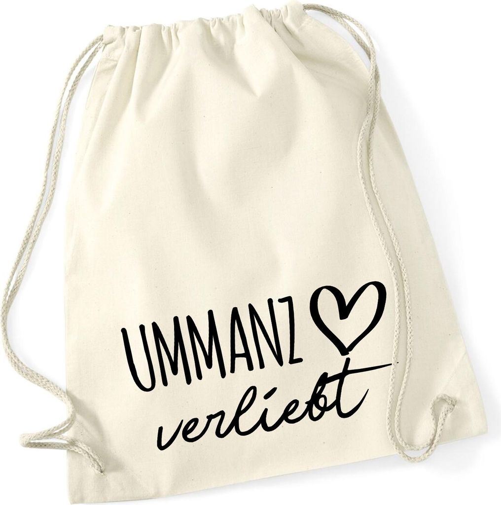 Huuraa Turnbeutel Ummanz verliebt 12 Liter Natural Baumwolle Rucksack Geschenkidee