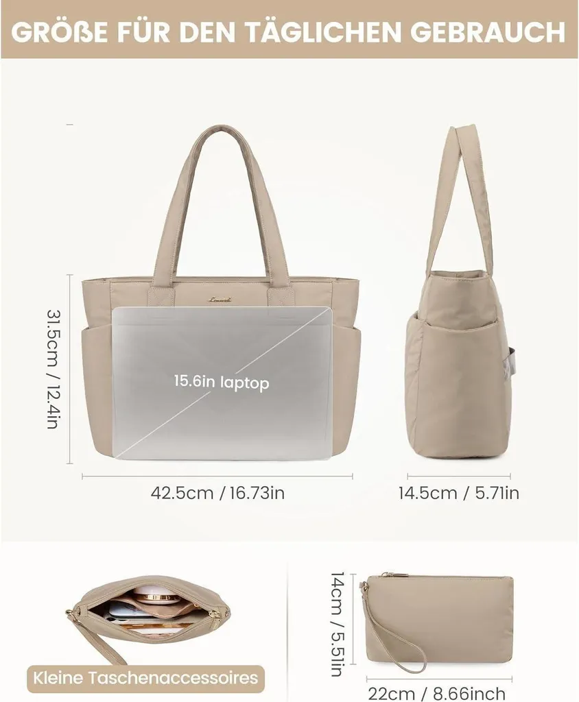LOVEVOOK Borsa Laptop Donna: Il Must-Have Cachi per il Lavoro 15,6" - 12