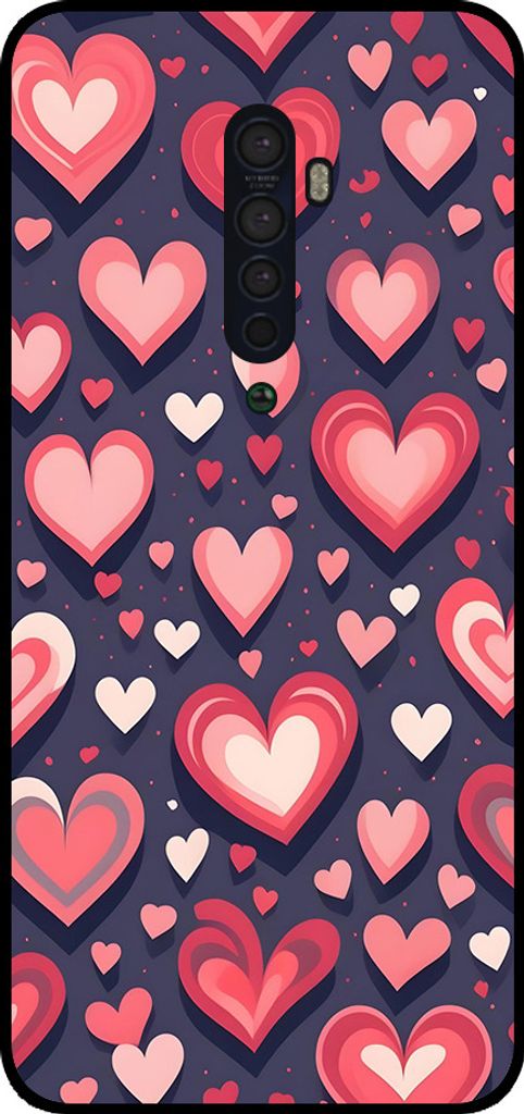 Smartphonica Telefon Fall geeignet für Oppo Reno 2 mit Herzen Impressum - TPU Backcover Fall mit Herz-Design