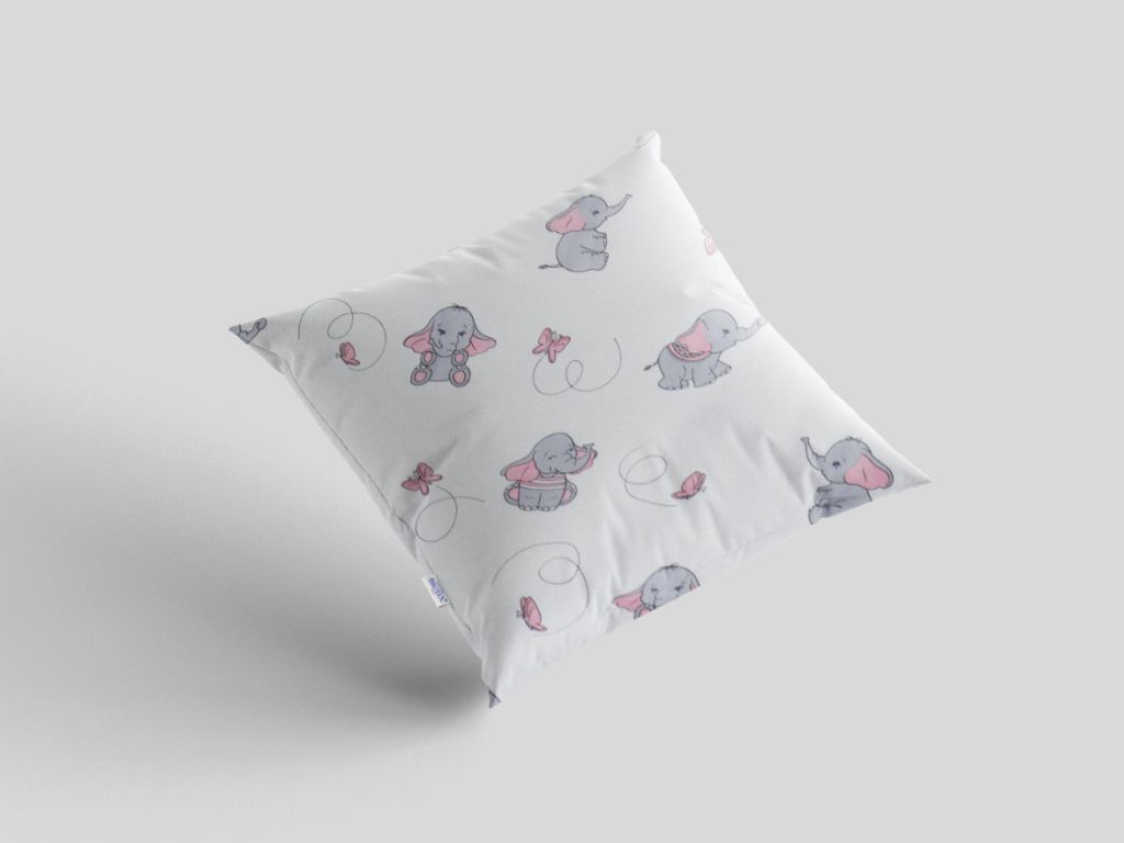 Baumwollkissenbezug 40x40 cm mit Babymotiv Elefant grau