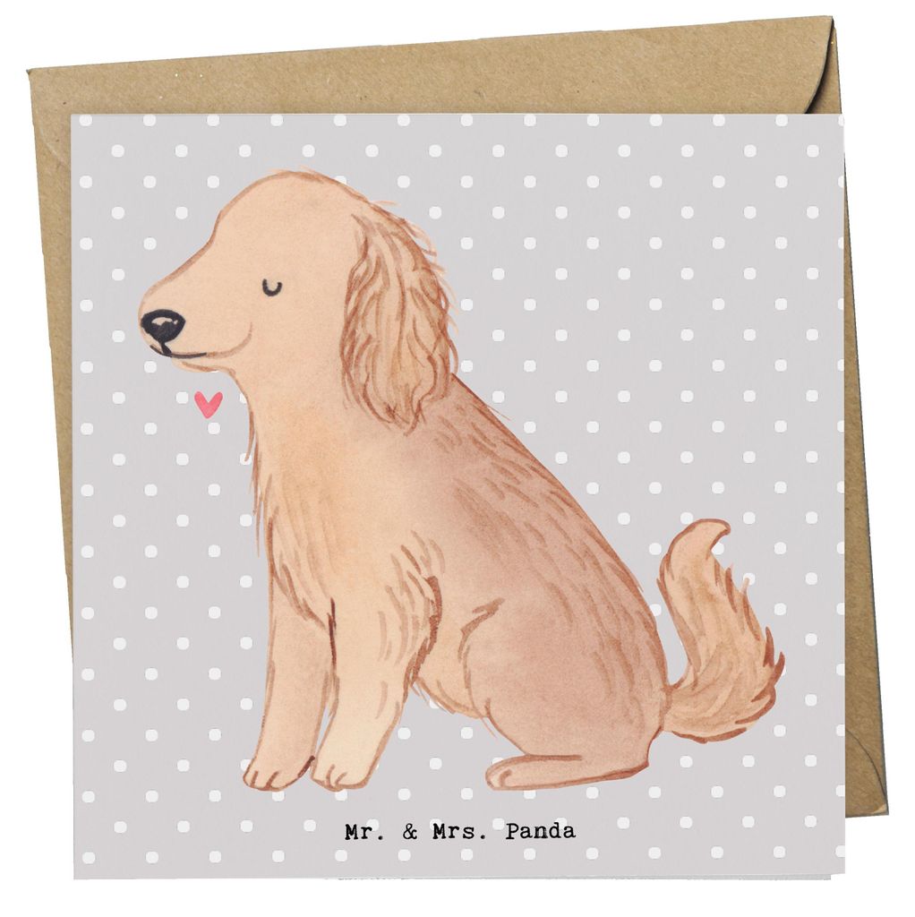 Mr. & Mrs. Panda Grußkarte Cocker Spaniel Moment - Grau Pastell - Geschenk, doppelkarte, Klappkarte, Englische Cockerspaniel, faltkarte, Glückwun...
