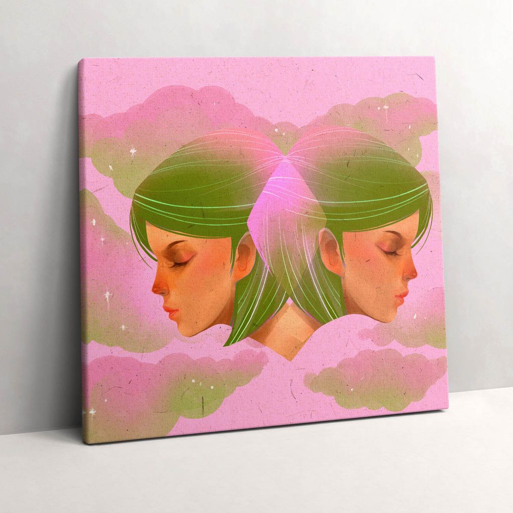 Abstract woman portrait – Leinwandbild Wandbild – 60x60 cm – Leinwandbilder – Wandbilder – Schlafzimmer – Flur