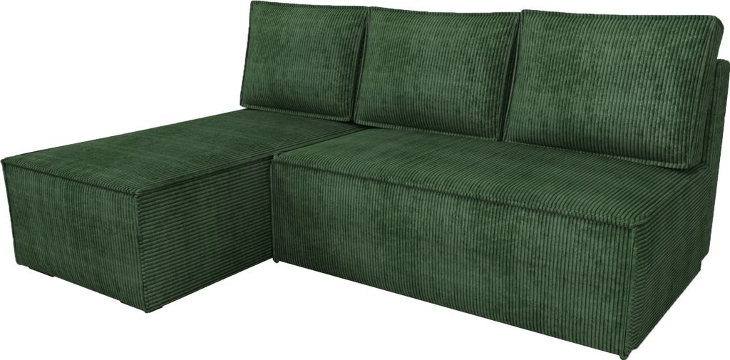 BroMARKT Ecksofa mit Schlaffunktion Hector Grün Cord Links