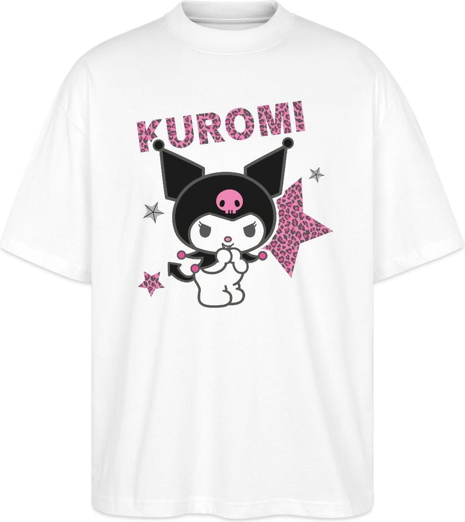 Spreadshirt Kuromi Mit Schriftzug Leo Stil Oversize Uni T-Shirt, XS, Weiß