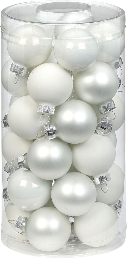 Weihnachtskugeln Glas 4cm, 30 Stück, Farbe:Just White-Mix ( Produktbild 