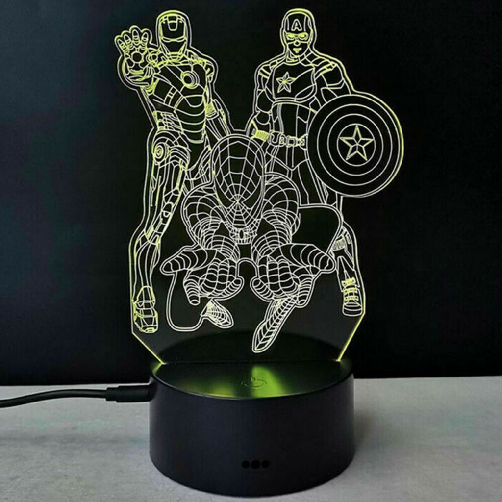 Avengers Nachttischlampe LED Lampe Iron Man Hulk Captain America 2 Motive Licht 