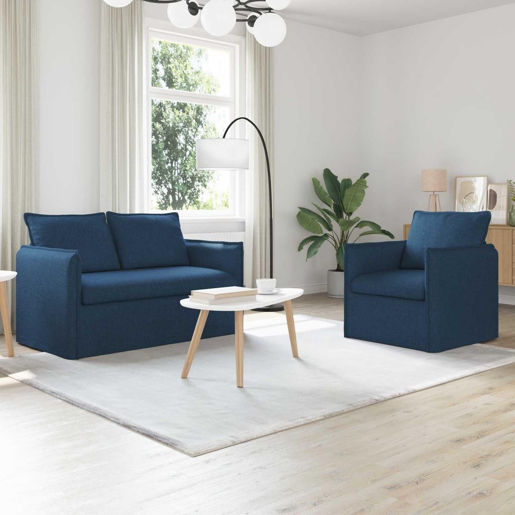 "WINTER SALE"2-Sitzer Sofa Couch 120cm - 2 pcs - elegantes Design - Doppelsofa - Couch - Blau Metall Promotion695997 - Klassische Sofas