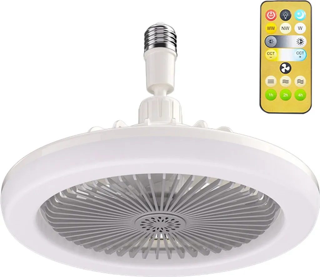 Ventilatore Smart da Soffitto E27 Grigio - Luce 30W Dimmerabile LED - 11