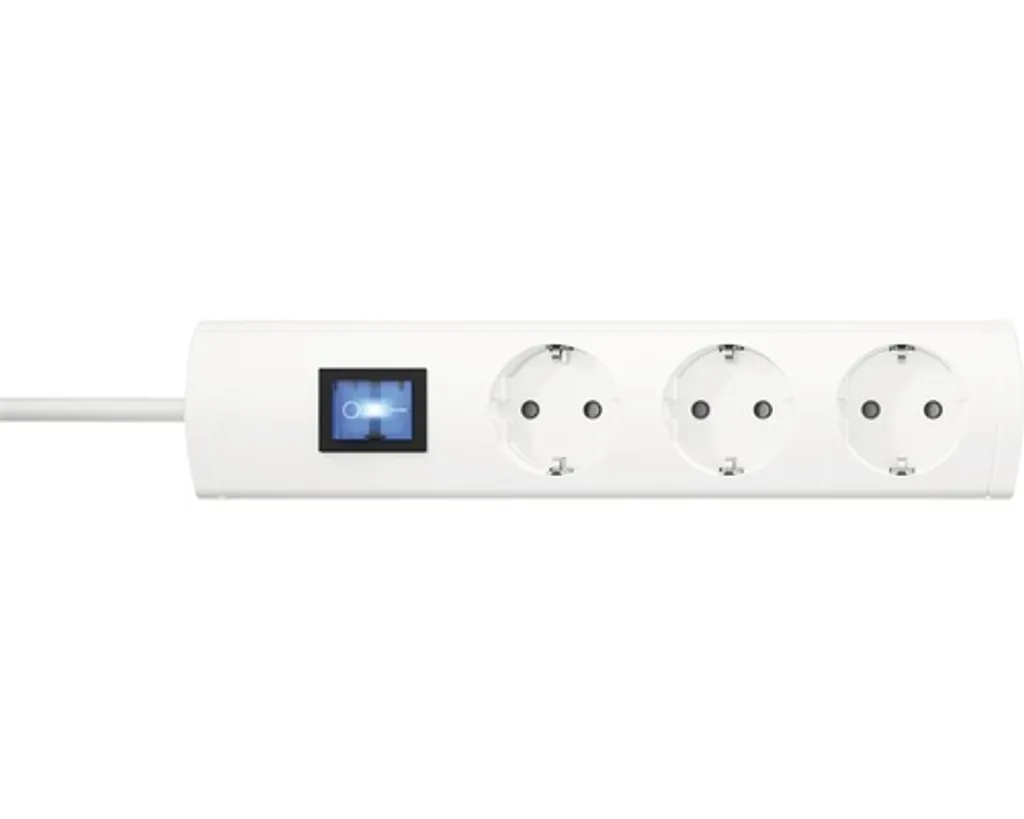 Multiprise 3 prises gain de place avec fiche 90° pour espaces restreints