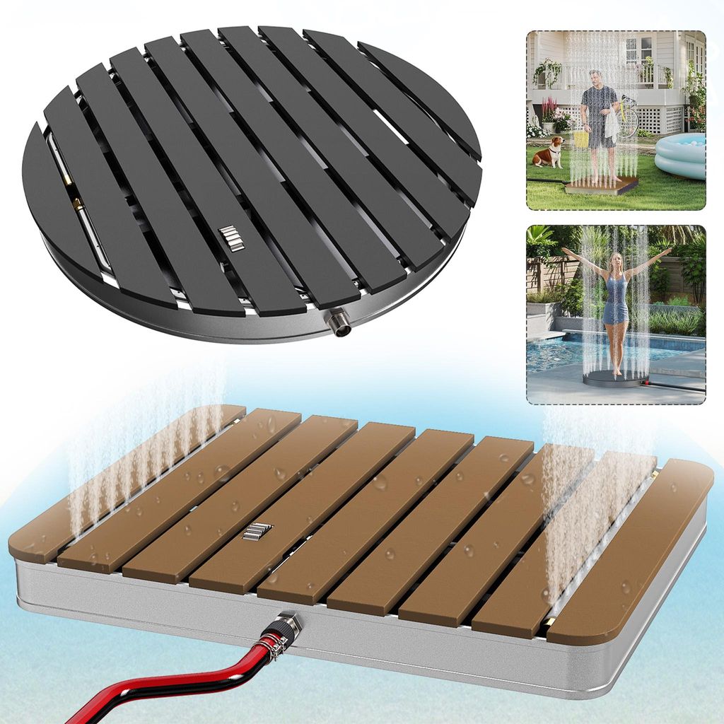 Douche de jardin XINZI en aluminium et WPC aspect bois, Ø Image du produit 