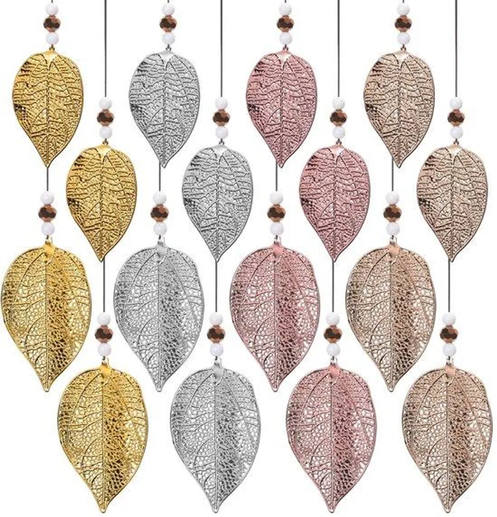Pendentif feuille en métal or champagne décoratif pour mur h60cm