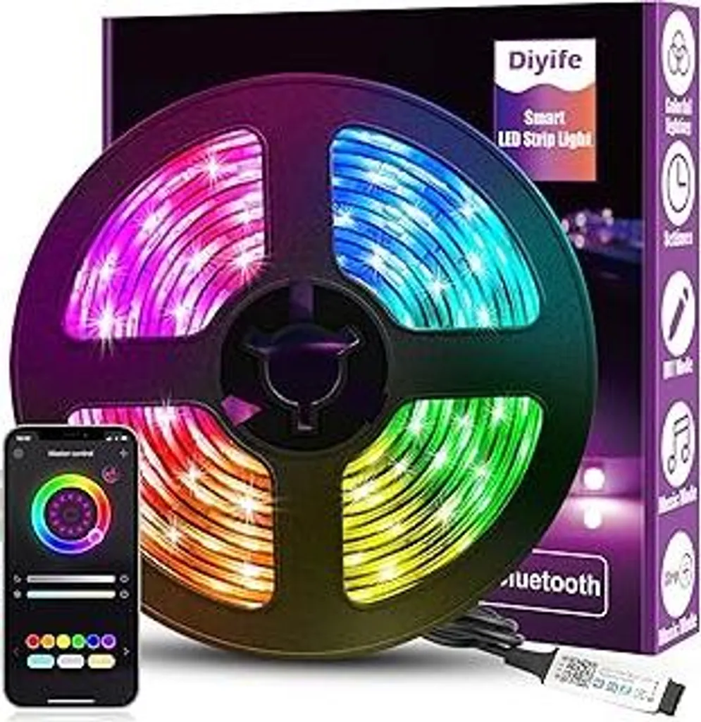 Luci LED Decorative Diyife 3m: Nastro Flessibile RGB Bluetooth USB