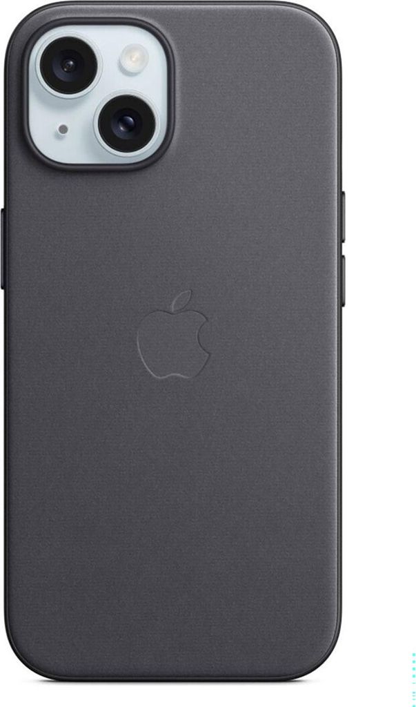 A dark gray iPhone case with an embossed Apple logo is shown against a white background.