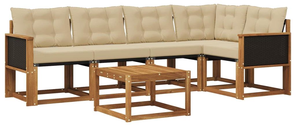 vidaXL Outdoor-Sofagarnitur mit Kissen 6 pcs Natur und Beige