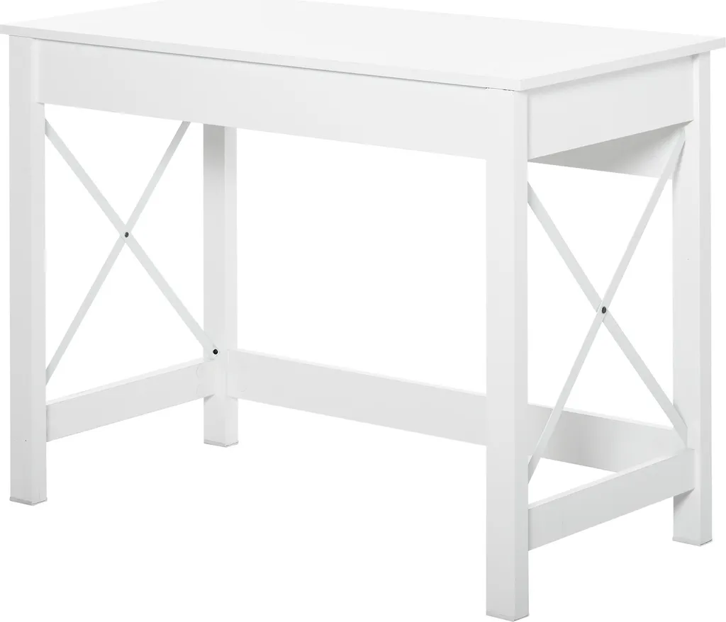 Bureau informatique gain de place blanc 105 cm stable pour petit bureau