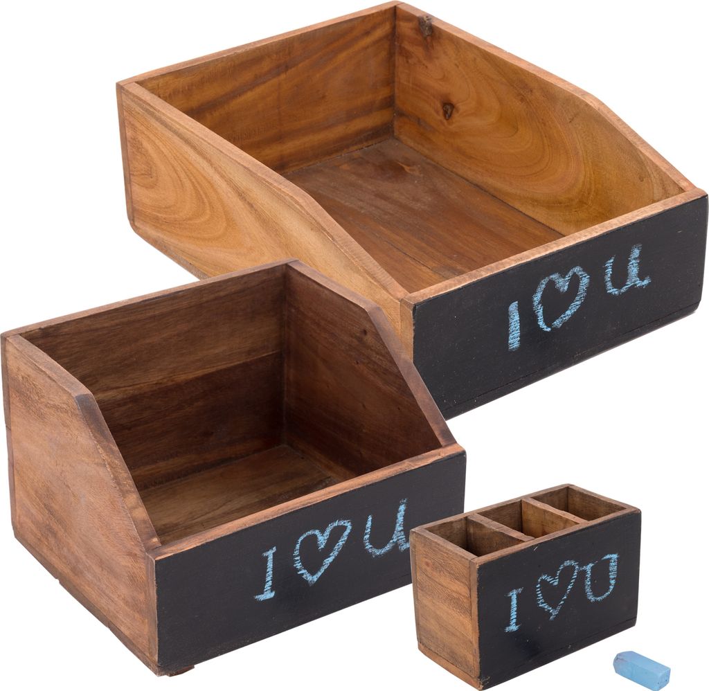 SCHREIBTISCH ORGANIZER SET "OFFICE" | 3-teilig, Mahagoni | Farbe: 12 beschreibbar