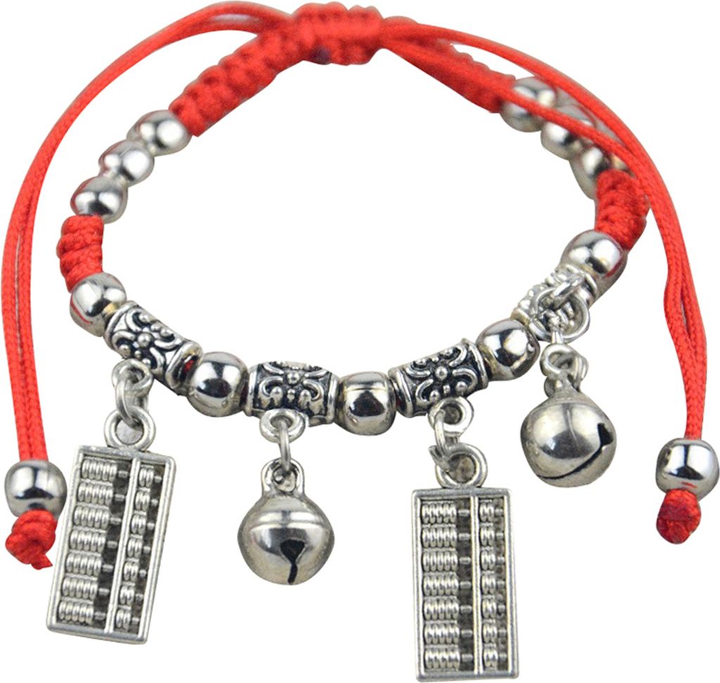 Armband Modisches Mais-/Pferd-/Elefant-Anhänger-Glocken-Baumwollfaden-Kettenarmband für Neujahr-D