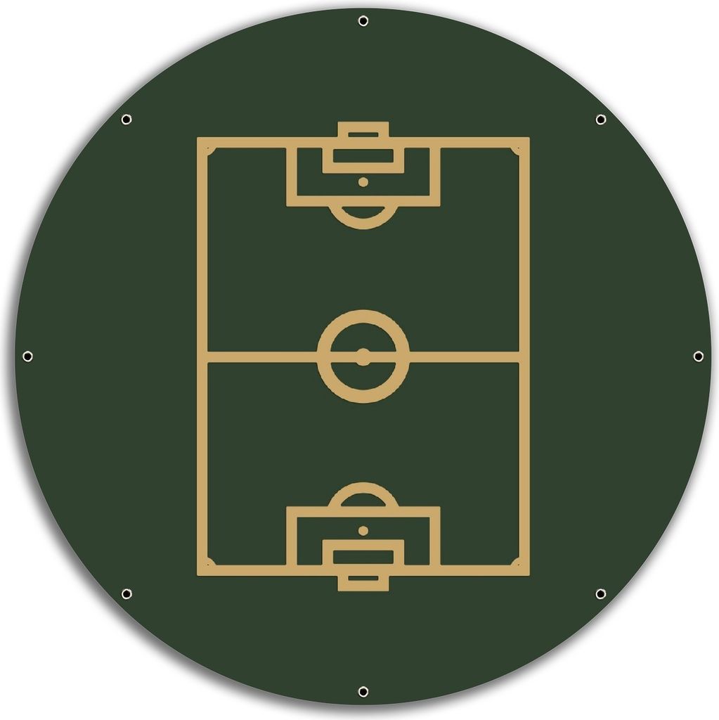 Wallario rundes Outdoor-Poster für Garten oder Balkon, Motiv Fußball - Fußballfeld gezeichnet in grün und gelb, 60 cm Durchmesser