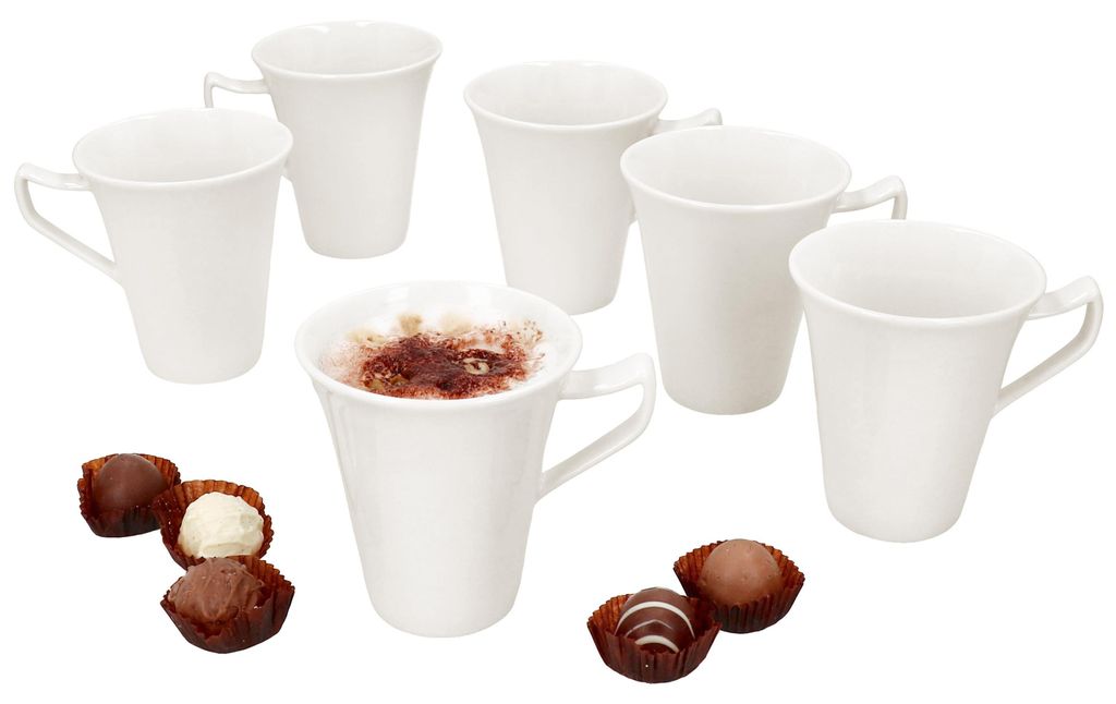 6x Ivory Kaffeebecher 220ml Porzellan-Tassen 6 Personen Tee Produktbild 