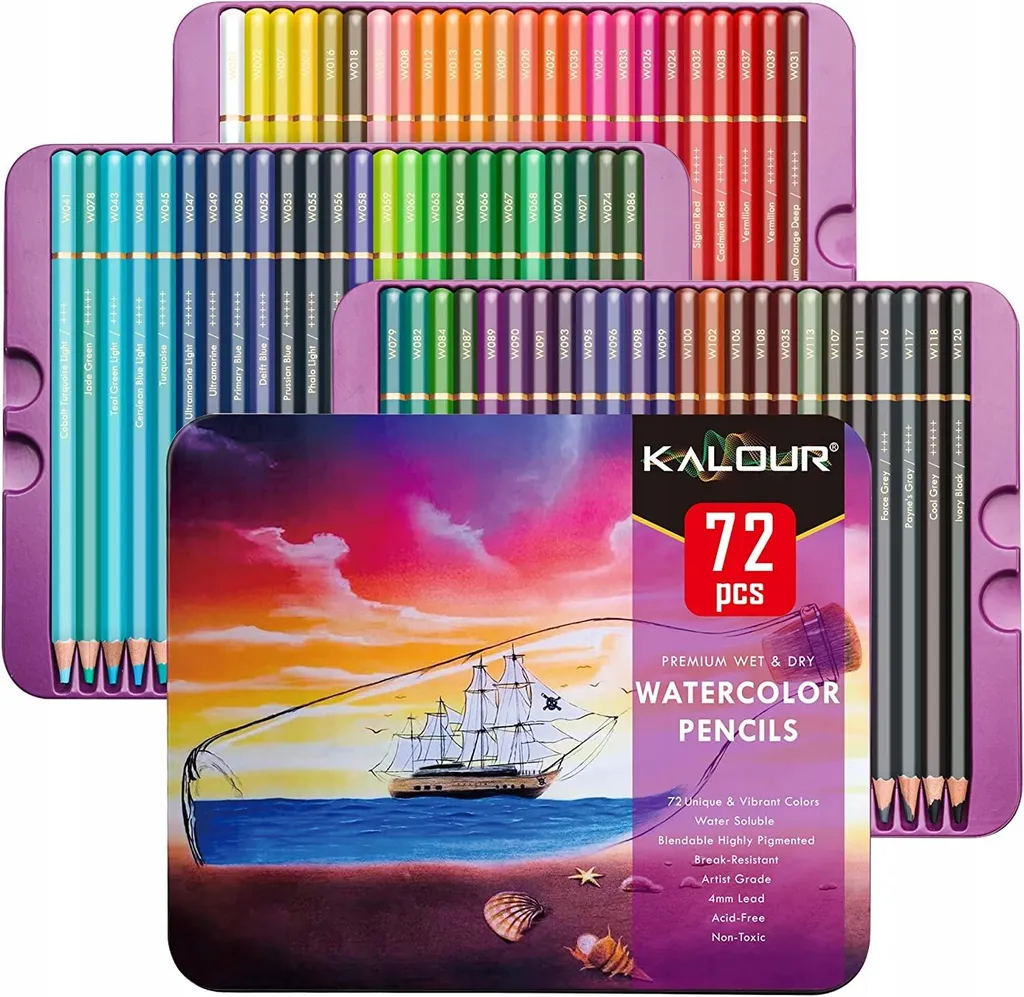 Coffret de Crayons de Couleur Aquarellables pour Dessin et Peinture