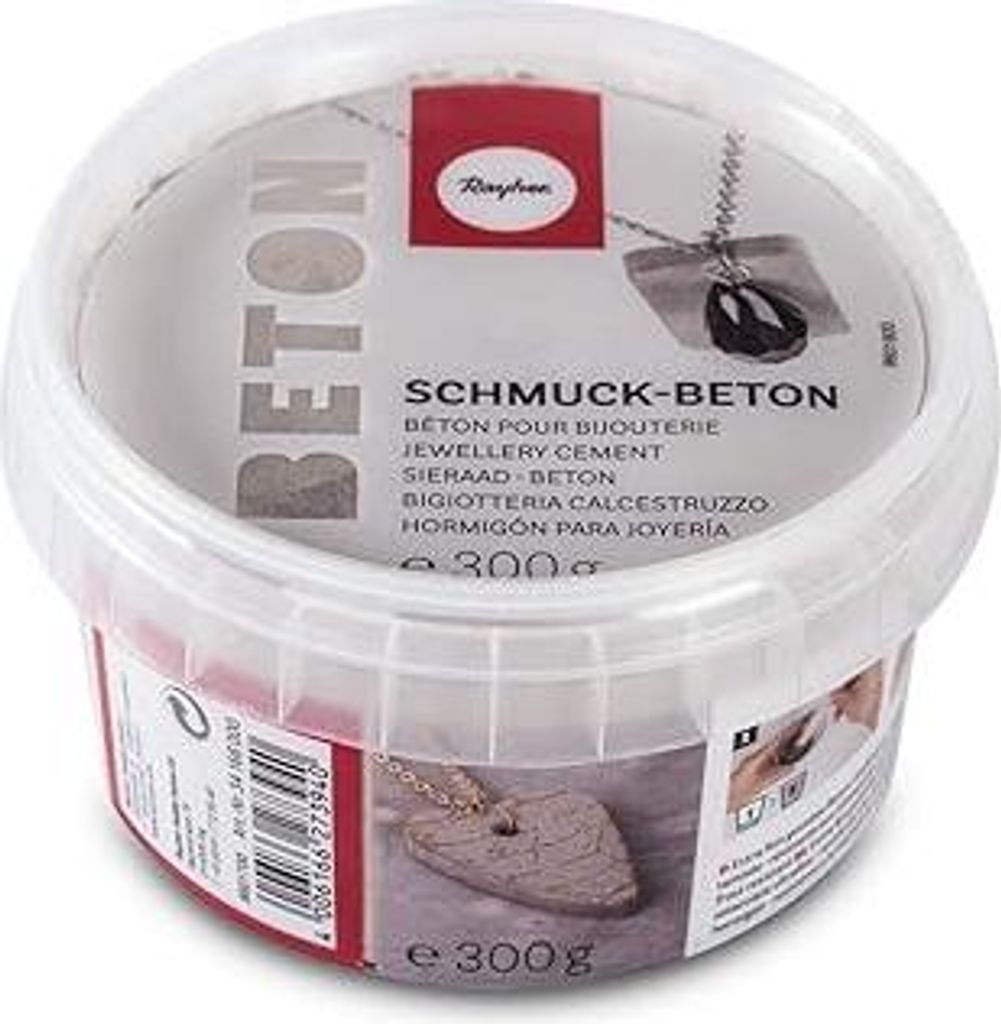 RAYHER Schmuck-Beton, zum Gießen von Schmuckanhängern, Eimer 300g, Hellgrau
