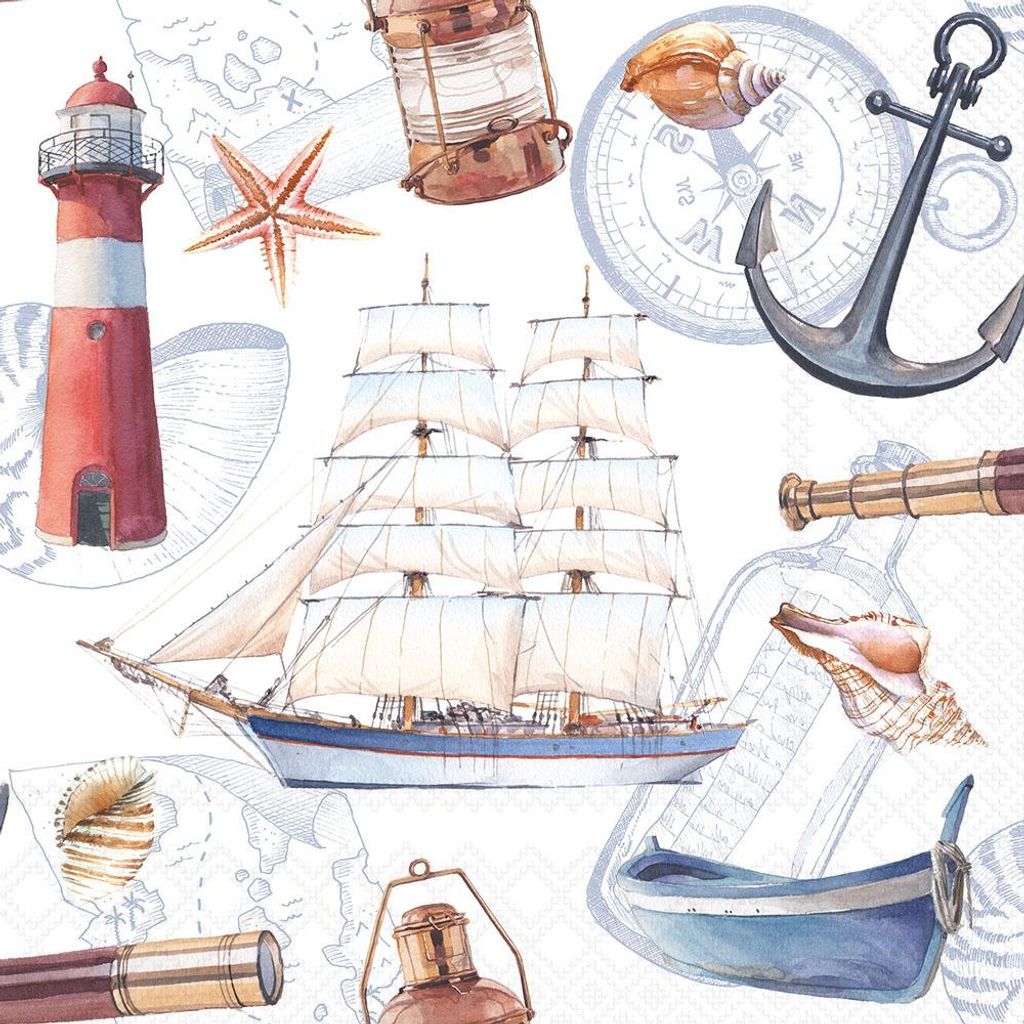 Servietten 33x33 cm - Sailboat