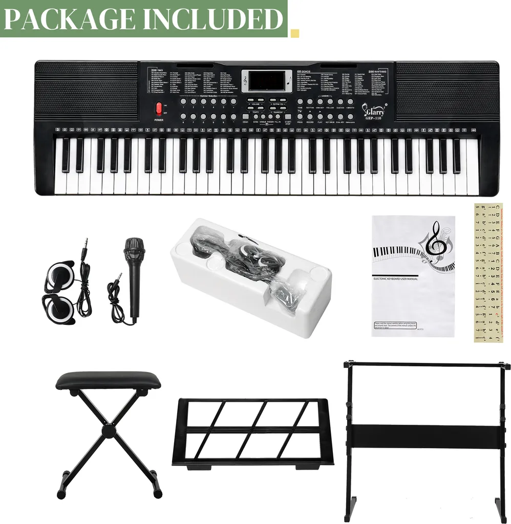 FCH 61 touches E Keyboard Piano électronique complet noir avec support - 6
