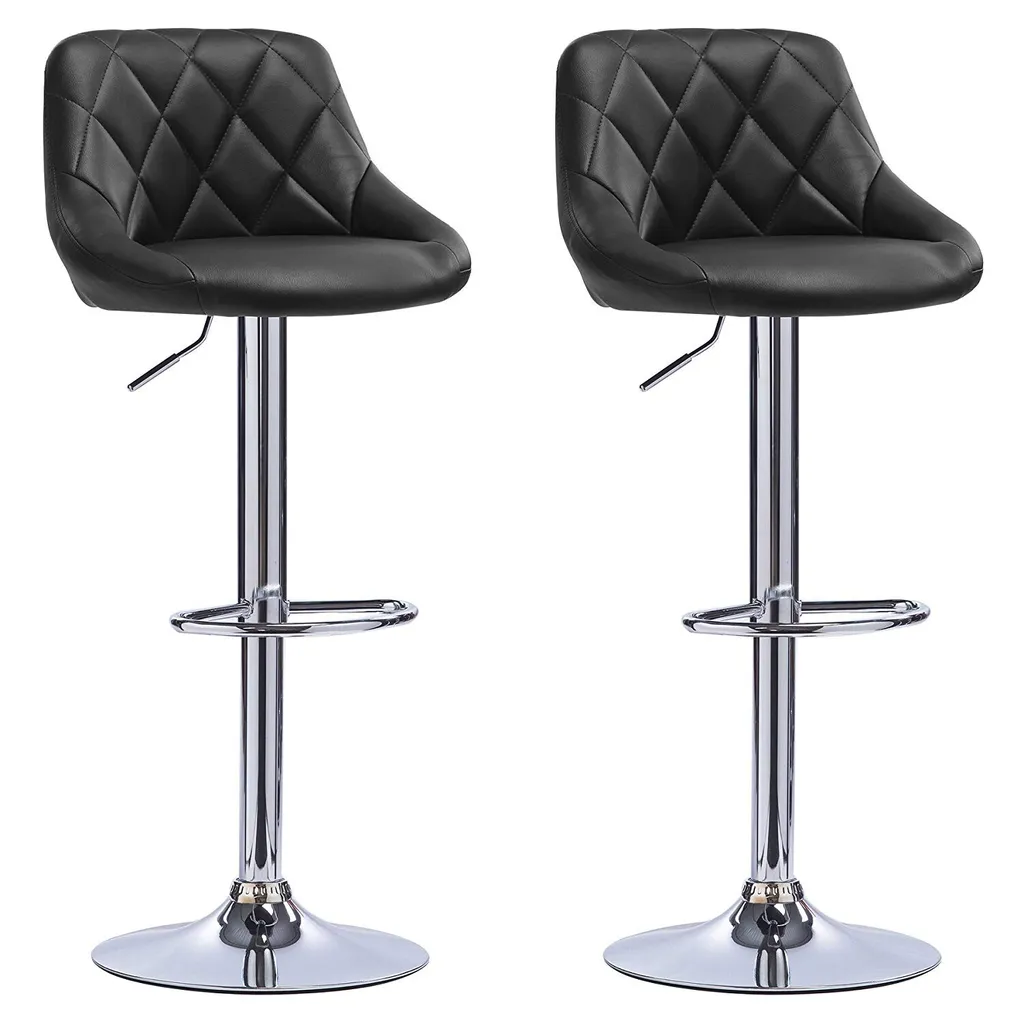 Tabouret de bar pivotant et réglable en hauteur similicuir noir x2