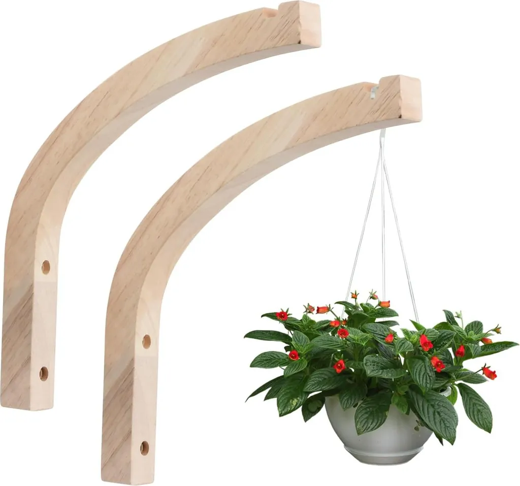 Lot de 2 Paniers Suspendus en Bois avec Crochets Muraux pour Plantes