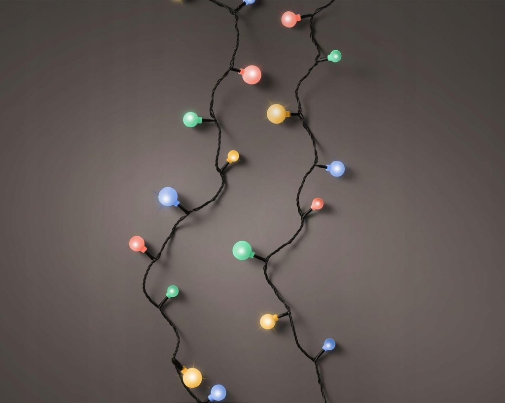 LED-Weihnachtsbaumbeleuchtung farbige Kugeln IP44 9 m Produktbild 