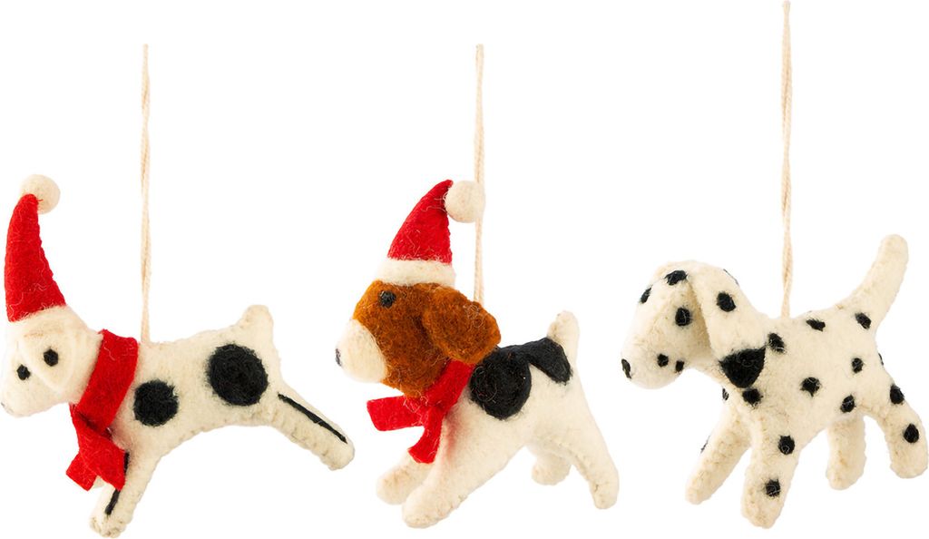 Gilde Baumschmuck, Dalmatiner, "Pongo", Filz, weiß, L. 3.5 cm, B. 12 cm, H. 13.5 cm 55833 4063387558331 3 Stück (3-fach sortiert)