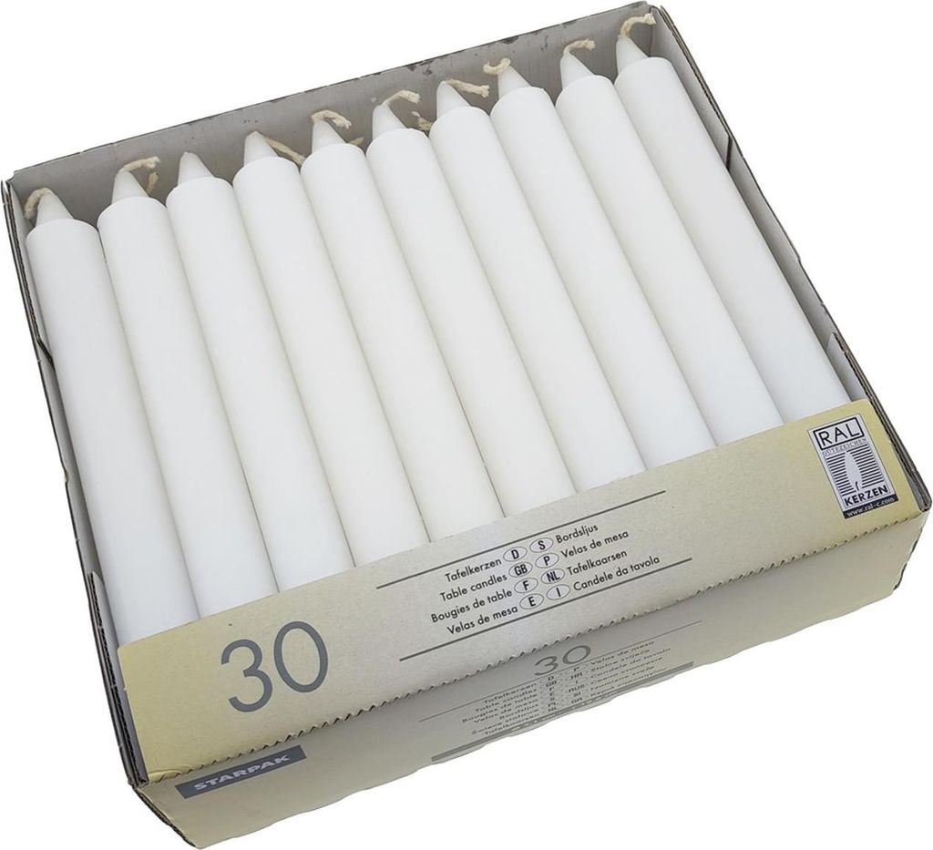 STARPAK Tafelkerzen 21 mm weiß 30er Pack Produktbild 
