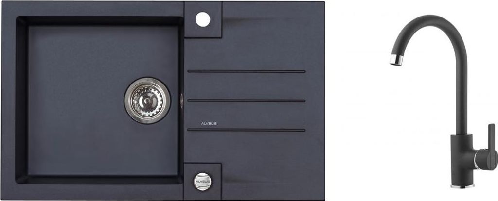 Alveus Sets - Spüle-Set Rock 130 und Armatur Nina, carbon SETA068