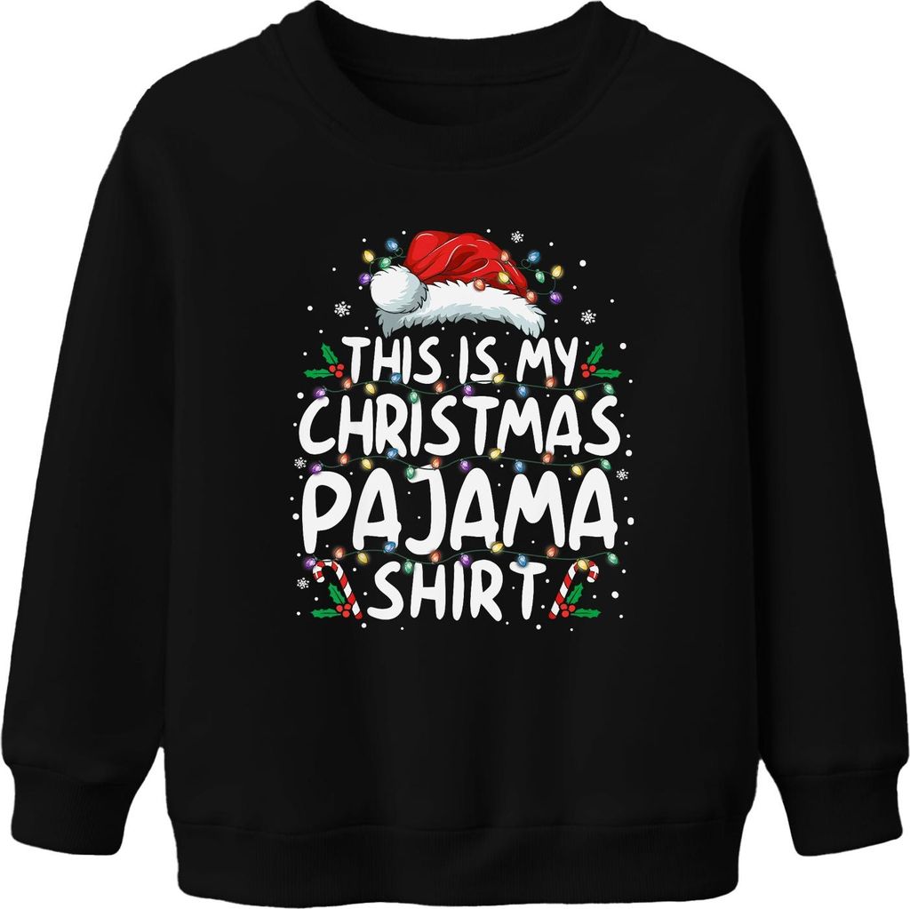 This is my Christmas Pajama Shirt Lichterkette - Weihnachten Xmas Christmas Uni Kinder Pullover, Schwarz, 152
