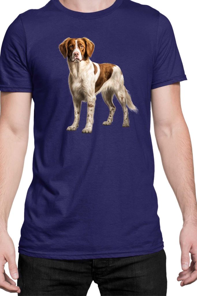 Herren T-Shirt Dogs Breeds Brittany Dog Breed 005, Man M / Dunkelblau