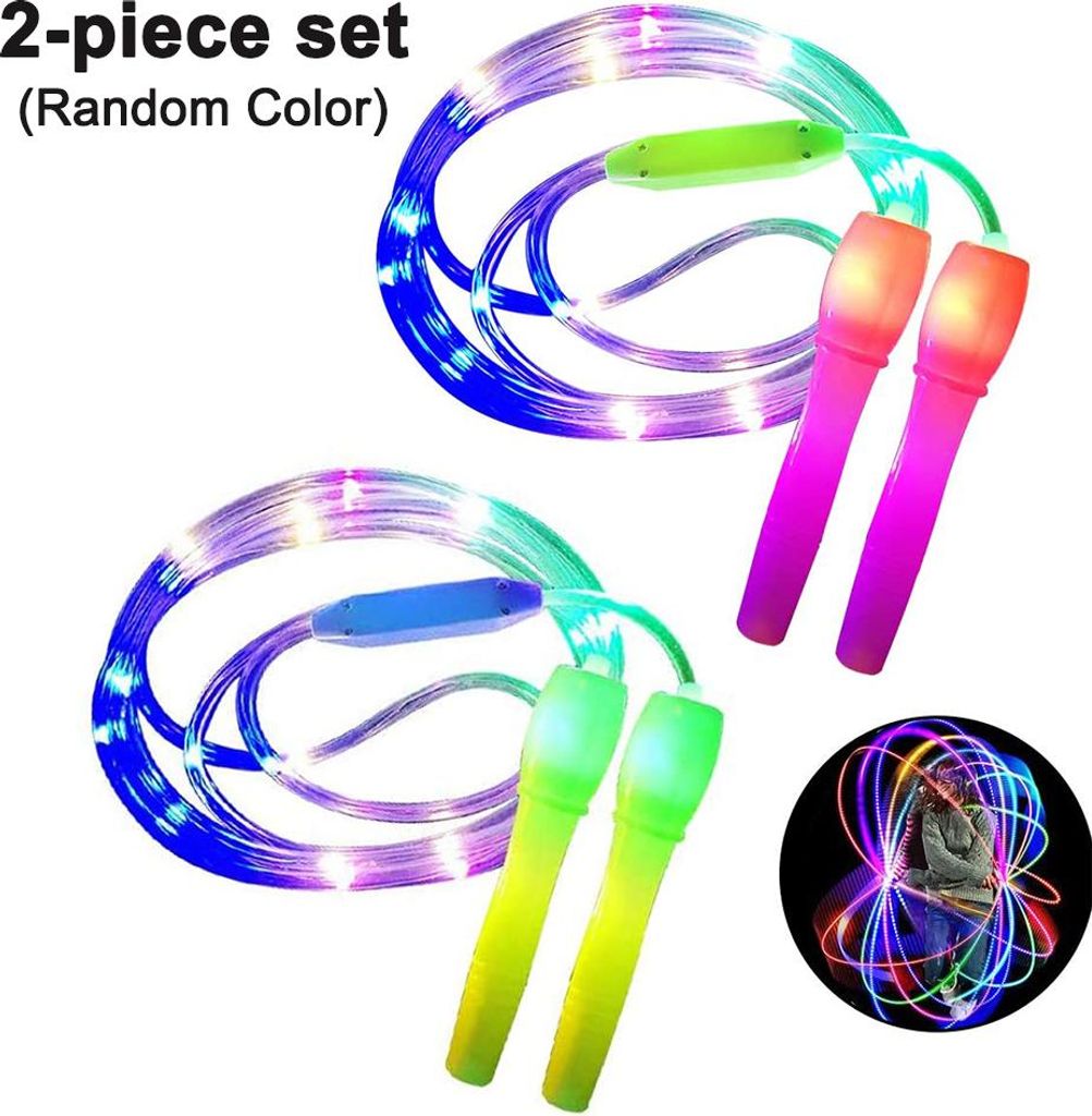 2 Pack LED Springseil Länge verstellbar und DREI Lichtmodi Speed Springseil für Kid, Light Show, Fitness