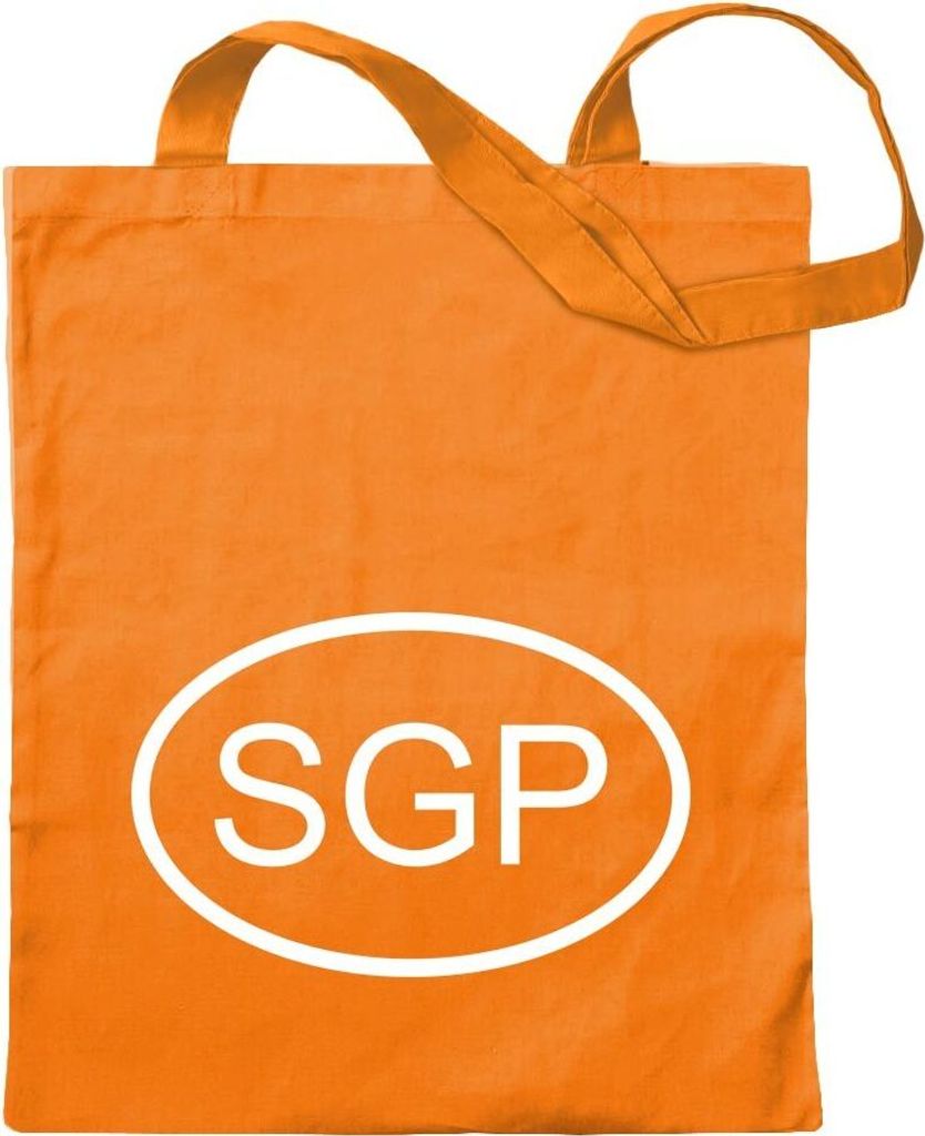 Kiwistar - Baumwolltasche - mandarin - Singapur SGP - Tragetasche Stoffbeutel Umhängetasche Langer Henkel