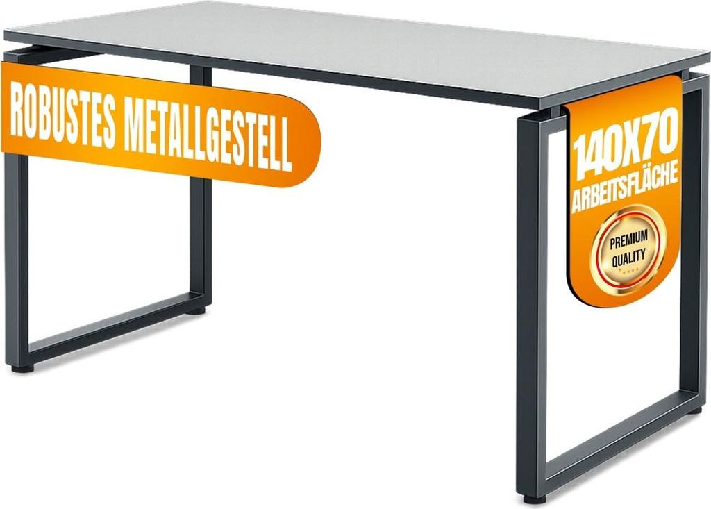 MMX METAL Schreibtisch aus Metall, Hellgrau farbene Platte Produktbild 
