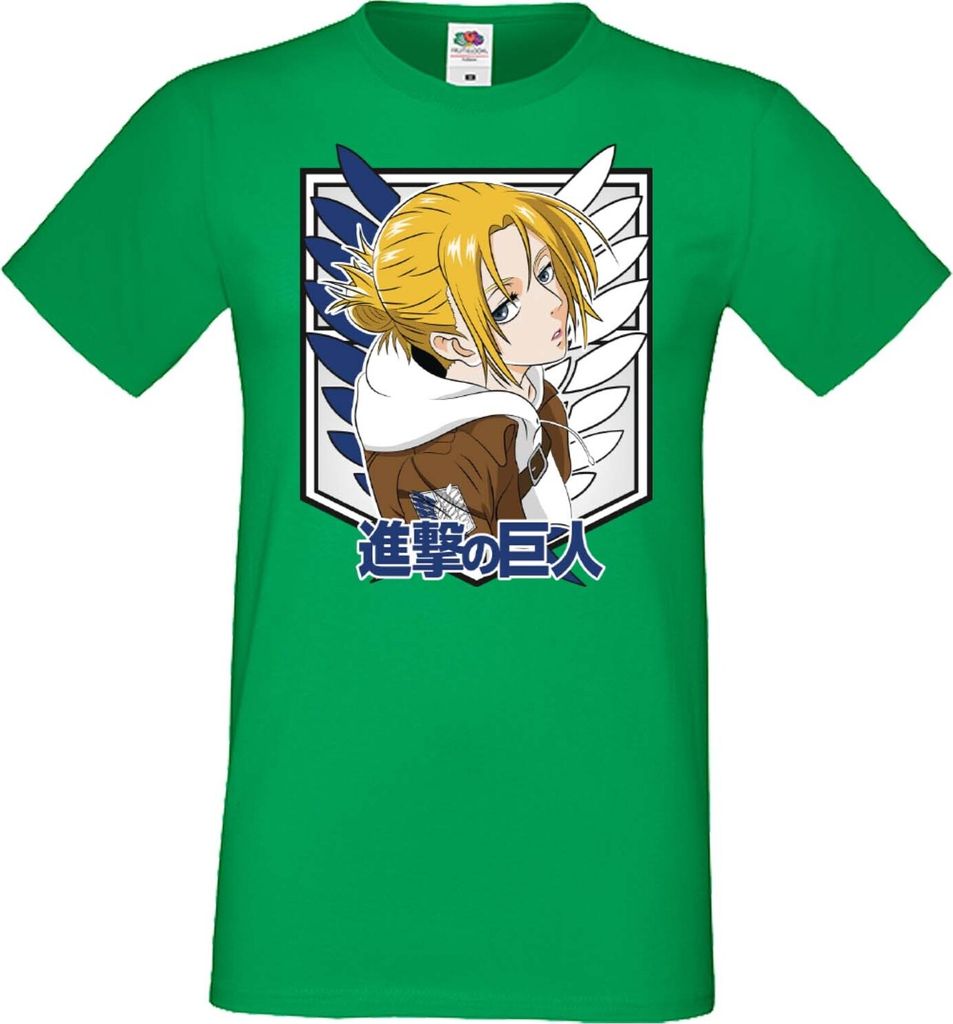 Herren T-Shirt Anime Manga Attack Anime On Titan Annie Leonhart 01 Annie Leonhart, Man L / Grün