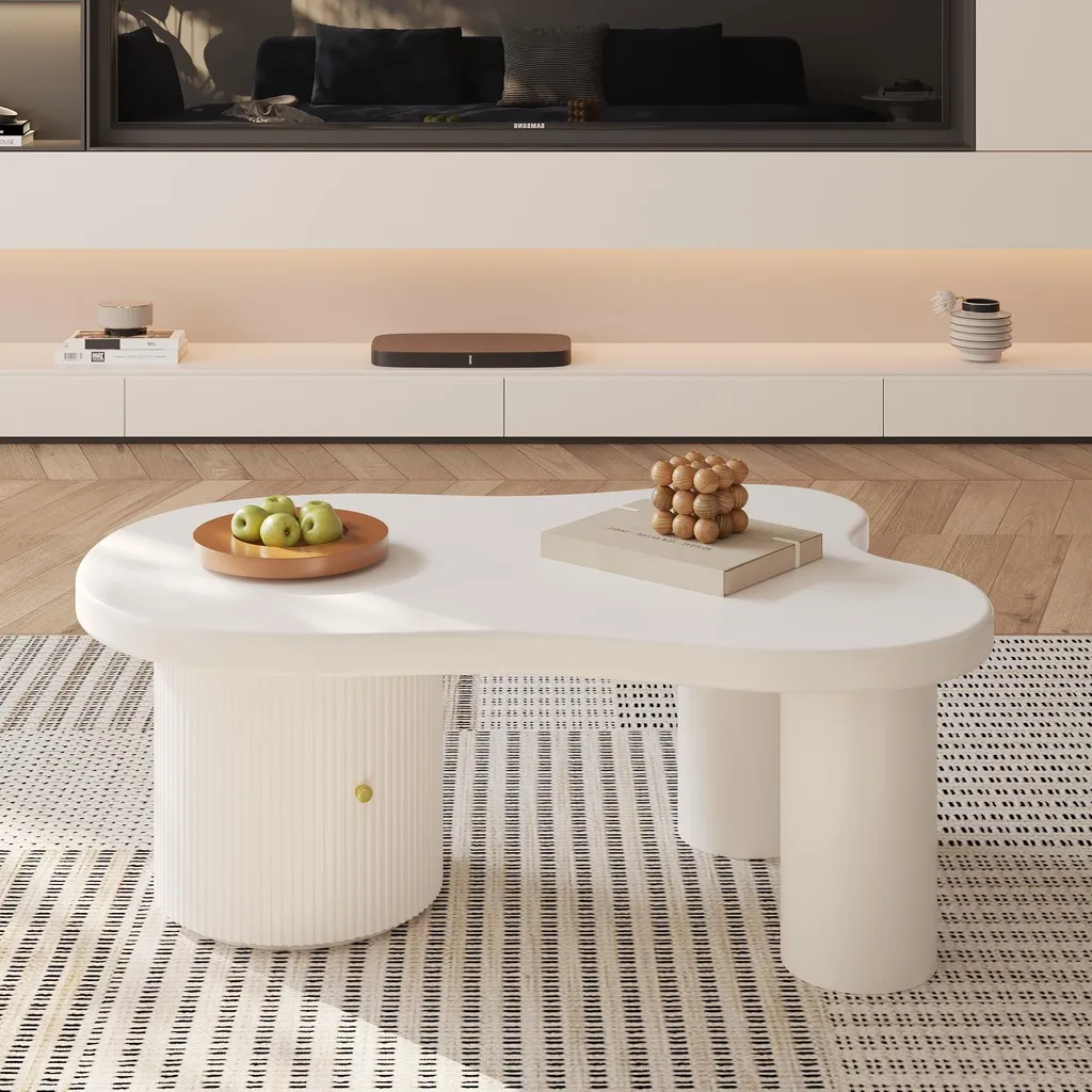 Table basse de salon avec casier de rangement style contemporain chic