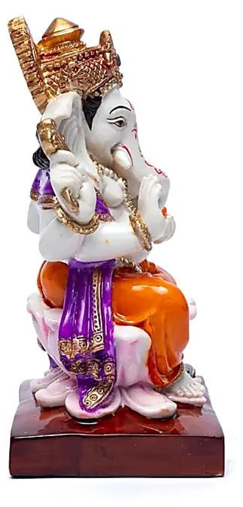 Statuette hindoue Ganesh sur trône de lotus 19cm, objet déco zen - 2
