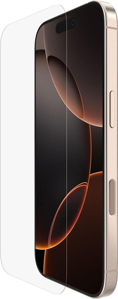 A screen protector is shown partially covering a smartphone.