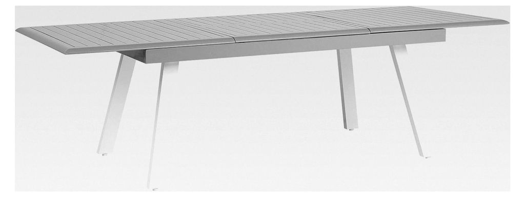 Gartentisch aus Aluminium mit ausziehbarer Tischplatte in Grau/Weiß
