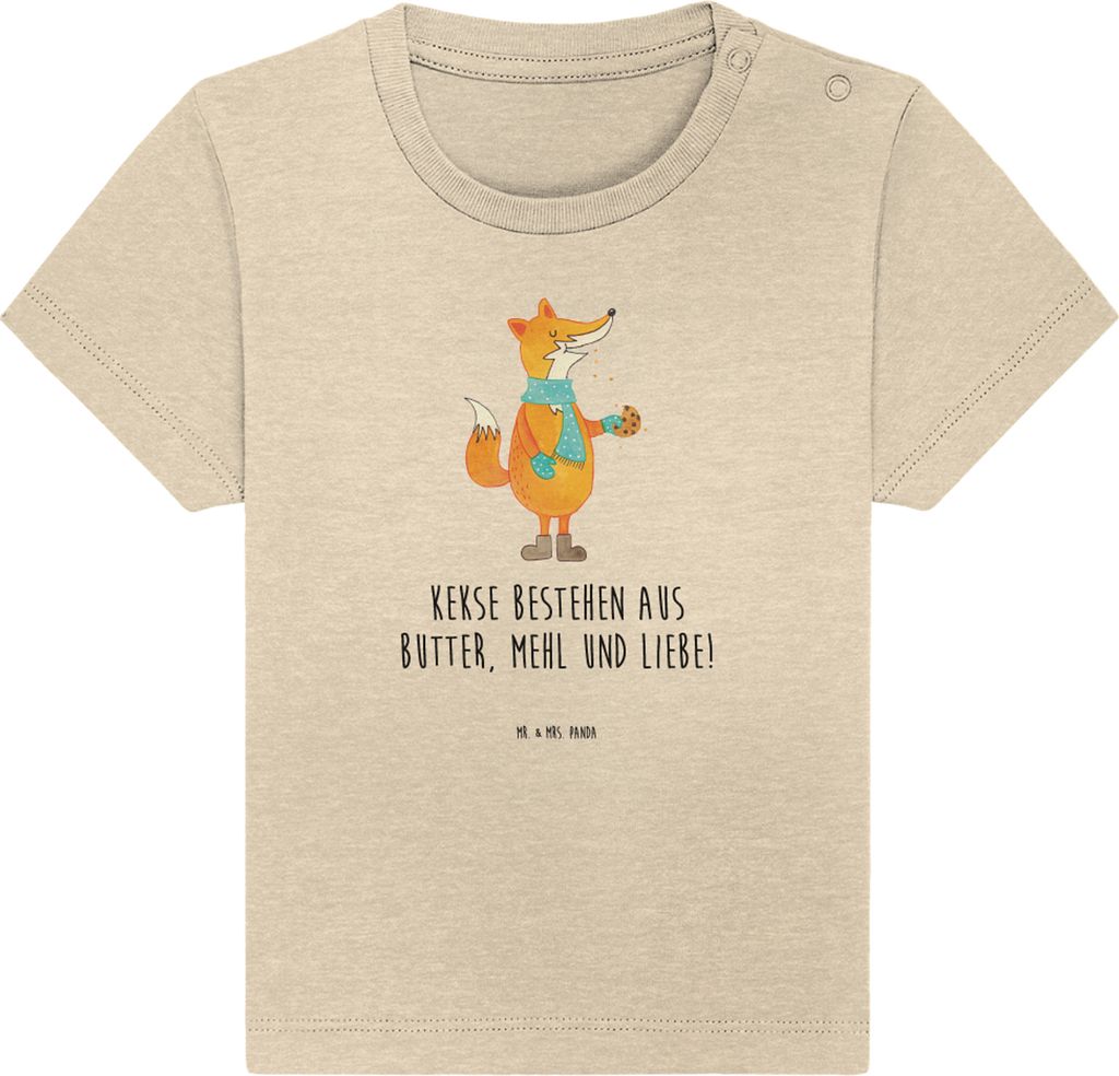 Mr. & Mrs. Panda Babyshirt Fuchs Keks 24. - 36. Monat - Natural Raw - Geschenk, Kinder T-Shirt, Liebe, Öko Baby, , Weihnachten, Frieren, Winter, W...