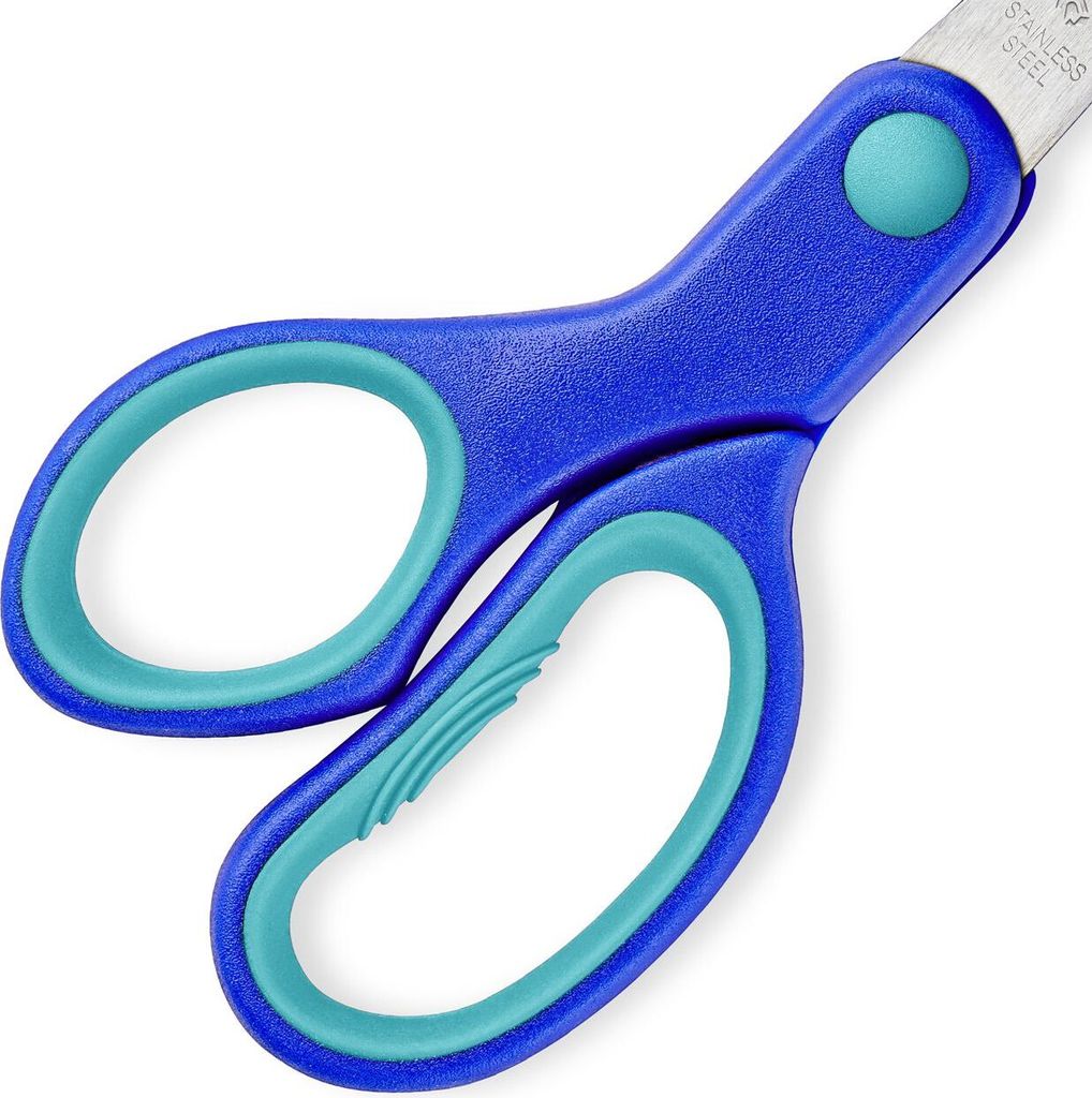Close-up of the handles of a pair of scissors.
