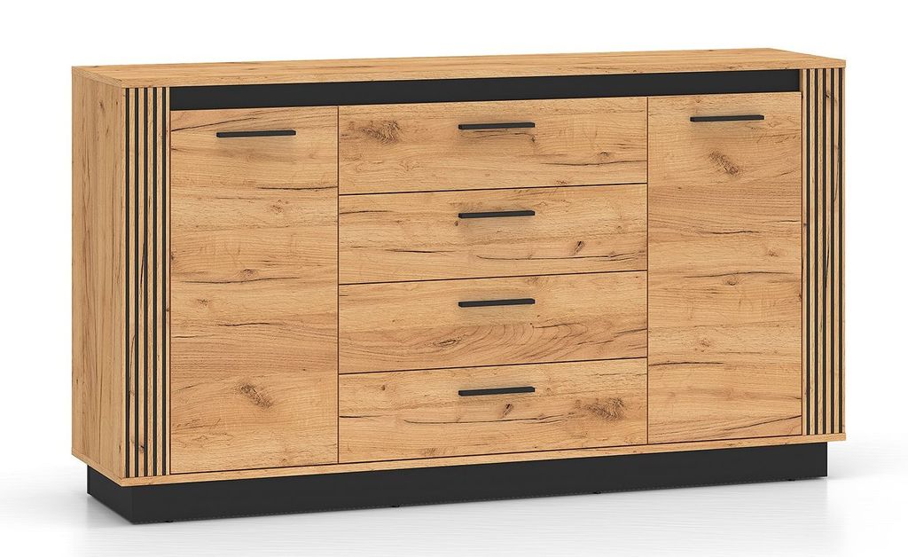 Široká kombinovaná komoda MING - dub craft zlatý / černá Obrázek produktu 